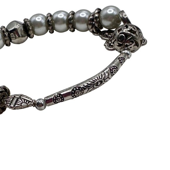 Alexa's Angels Bracelet Women Silver Tone Stretch Beaded Cross Religious 7.8" - Picture 3 of 9